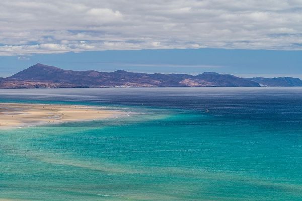 Canary Islands-Fuerteventura Island-Costa Calma-high angle view of Playa de Sotavento beach
